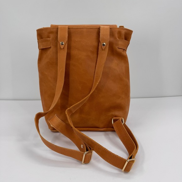 Noonday Collection Convertible Leather Backpack Shoulder Bag Tan Honey Brown main image 13